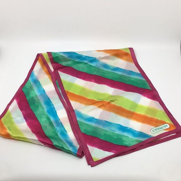 Coach Watercolor Print Oblong Silk Scarf - Picture 1 of 14
